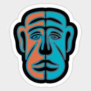 Orange and blue face mask Sticker